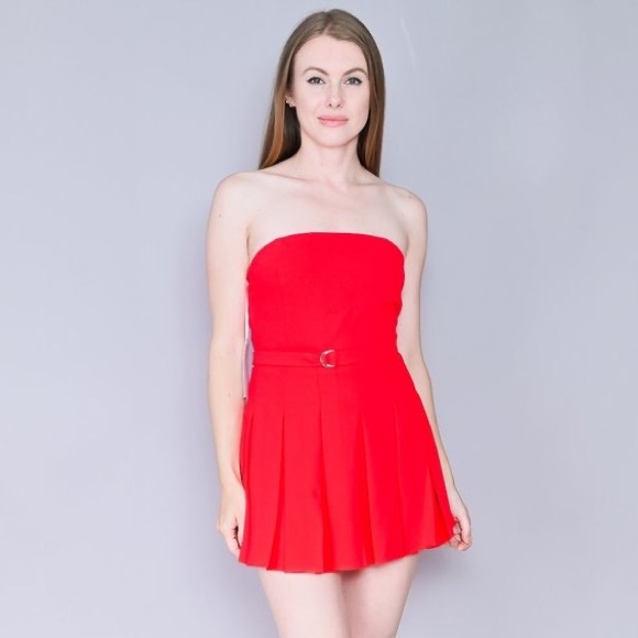 Amanda Uprichard Dresses & Skirts - Amanda Uprichard Pleated Romper in Red